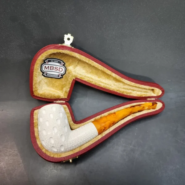 MBSD Meerschaum Bent Billiard Block Meerschaum Pipe, Fitted Case [SOLD OUT] - Image 3