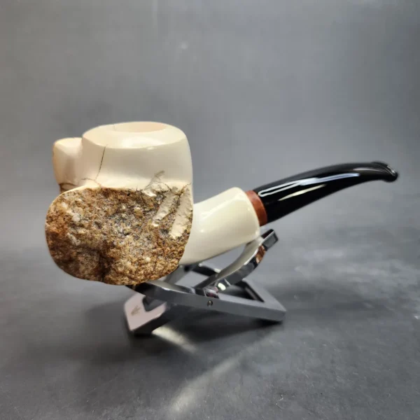 MBSD Meerschaum Deluxe Natural, Freehand Block Meerschaum Pipe, Briar-Mortise - Image 3