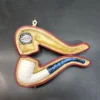 MBSD Meerschaum Lattice Bent Billiard Block Meerschaum Pipe, Fitted Case [SOLD OUT] - Image 3