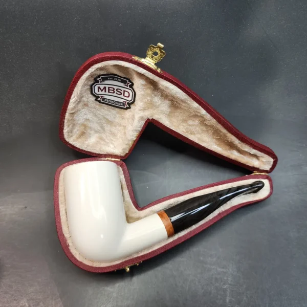 MBSD Meerschaum Deluxe, Stacked Bent Billiard, Block Meerschaum Pipe, Briar-Mortis [SOLD OUT] - Image 3