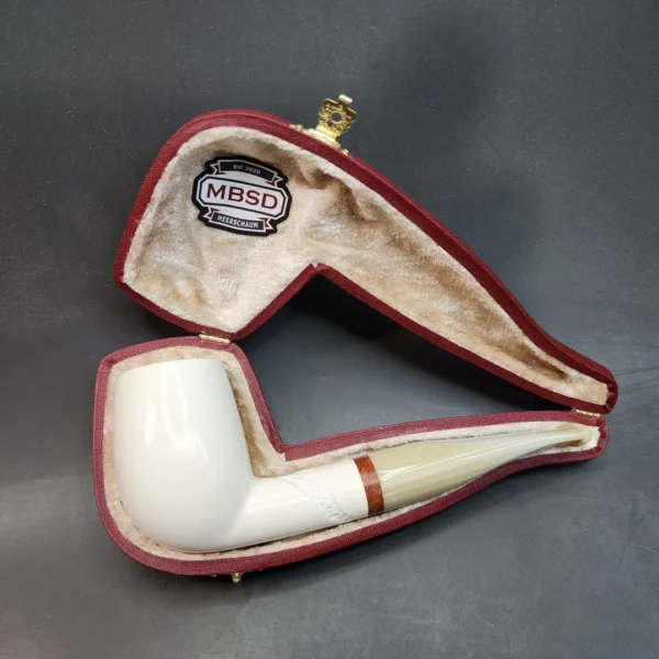 MBSD Meerschaum Deluxe, Slightly Bent Billiard Block Meerschaum Pipe, Briar-Mortis [SOLD OUT] - Image 3