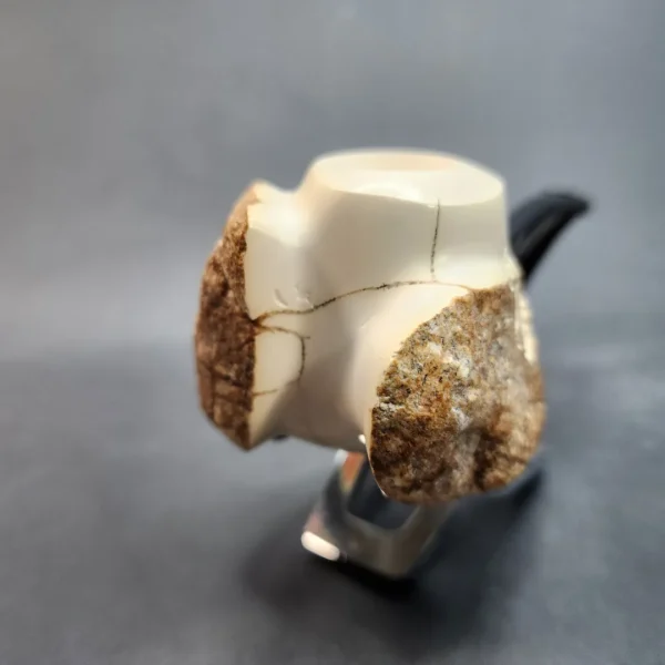 MBSD Meerschaum Deluxe Natural, Freehand Block Meerschaum Pipe, Briar-Mortise - Image 4