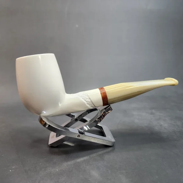 MBSD Meerschaum Deluxe, Slightly Bent Billiard Block Meerschaum Pipe, Briar-Mortis [SOLD OUT] - Image 4