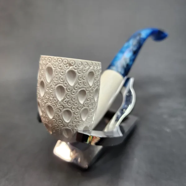 MBSD Meerschaum Lattice Bent Billiard Block Meerschaum Pipe, Fitted Case [SOLD OUT] - Image 5