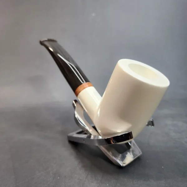 MBSD Meerschaum Deluxe, Stacked Bent Billiard, Block Meerschaum Pipe, Briar-Mortis [SOLD OUT] - Image 6