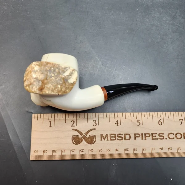 MBSD Meerschaum Deluxe Natural, Freehand Block Meerschaum Pipe, Briar-Mortise - Image 9