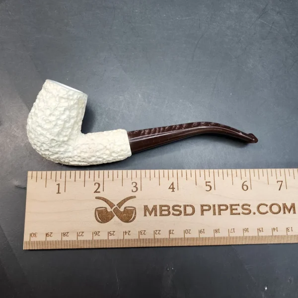 MBSD Meerschaum Rusticated Bent Billiard Block Meerschaum Pipe, Fitted Case [SOLD OUT] - Image 10