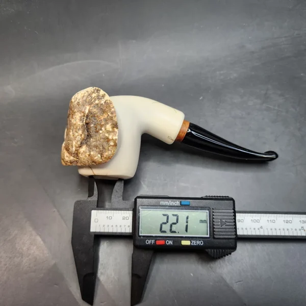 MBSD Meerschaum Deluxe Natural, Freehand Block Meerschaum Pipe, Briar-Mortise - Image 10