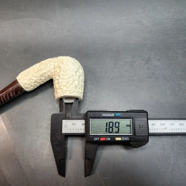 MBSD Meerschaum Rusticated Bent Billiard Block Meerschaum Pipe, Fitted Case [SOLD OUT] - Image 11