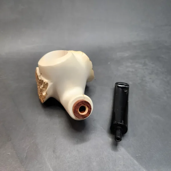 MBSD Meerschaum Deluxe Natural, Freehand Block Meerschaum Pipe, Briar-Mortise - Image 11