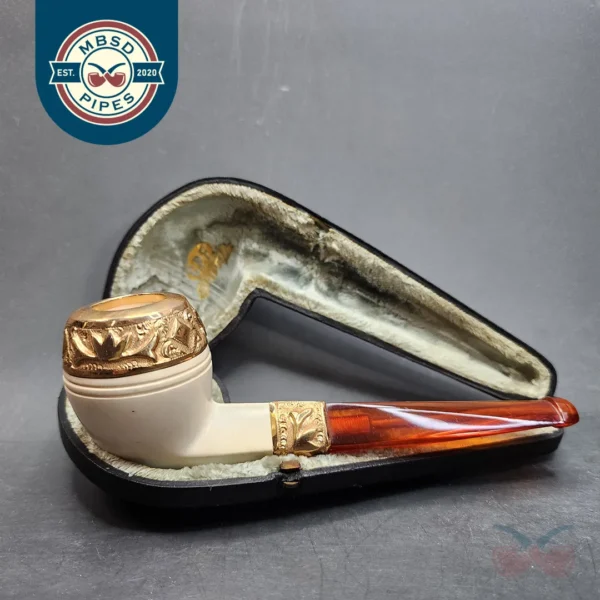 Unsmoked CPF Gold Mounted Bulldog Estate Block Meerschaum Pipe [SOLD OUT]