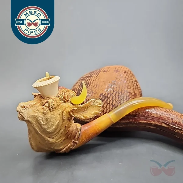 Antique Bull Estate Block Meerschaum Cheroot Pipe [SOLD OUT]