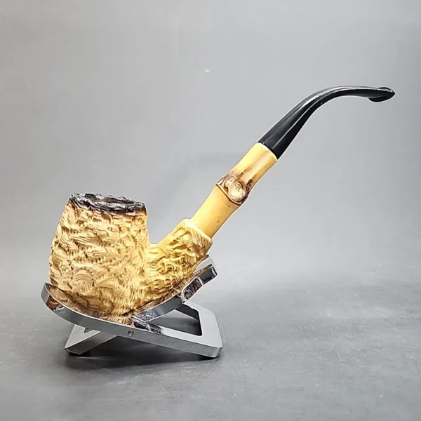 Bent Apple Bamboo Shank Estate Block Meerschaum Pipe [SOLD OUT] - Image 3