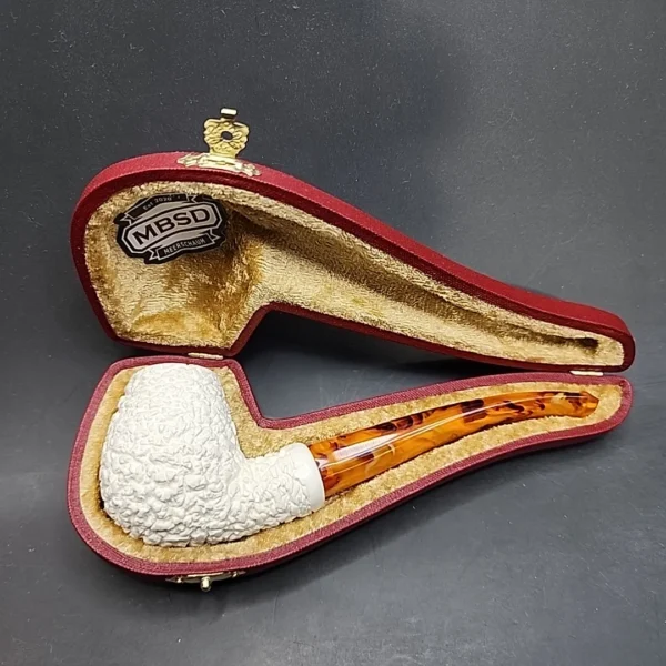 MBSD Meerschaum Rusticated Block Meerschaum Pipe, Fitted Case [SOLD OUT] - Image 3