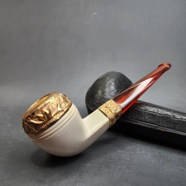Unsmoked CPF Gold Mounted Bulldog Estate Block Meerschaum Pipe [SOLD OUT] - Image 5