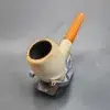 Antique Straight Apple Estate Block Meerschaum Pipe, Amber Stem - Image 5