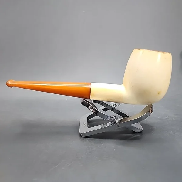Antique Straight Apple Estate Block Meerschaum Pipe, Amber Stem - Image 9
