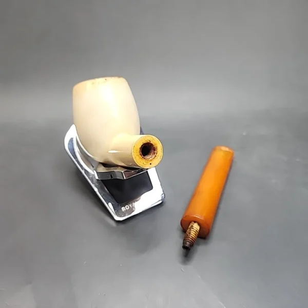 Antique Straight Apple Estate Block Meerschaum Pipe, Amber Stem - Image 10
