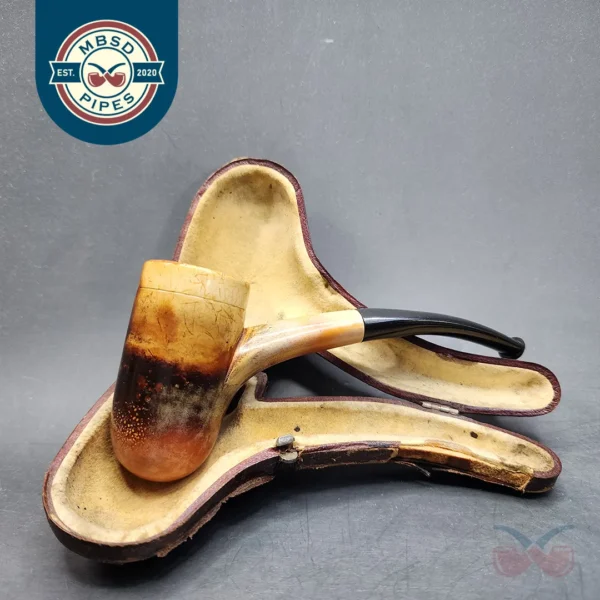 Antique Hawkbill Screw Top Block Meerschaum Pipe, Fitted Case