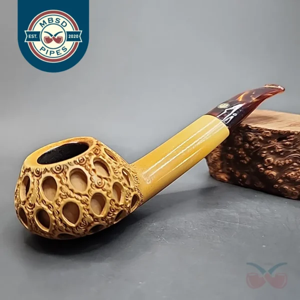 CAO Lattice Bent Author Block Meerschaum Pipe [SOLD OUT]