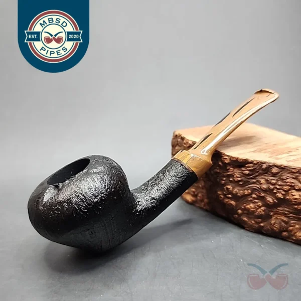 Sean Reum Pipes, Black Sandblasted Acorn Briar Pipe, New