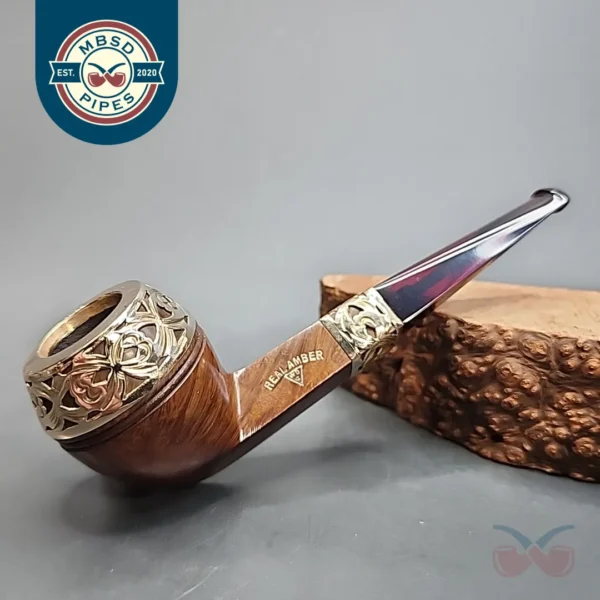 WDC Real Amber, Gold Mounted Bulldog Estate Briar Pipe [SOLD OUT]