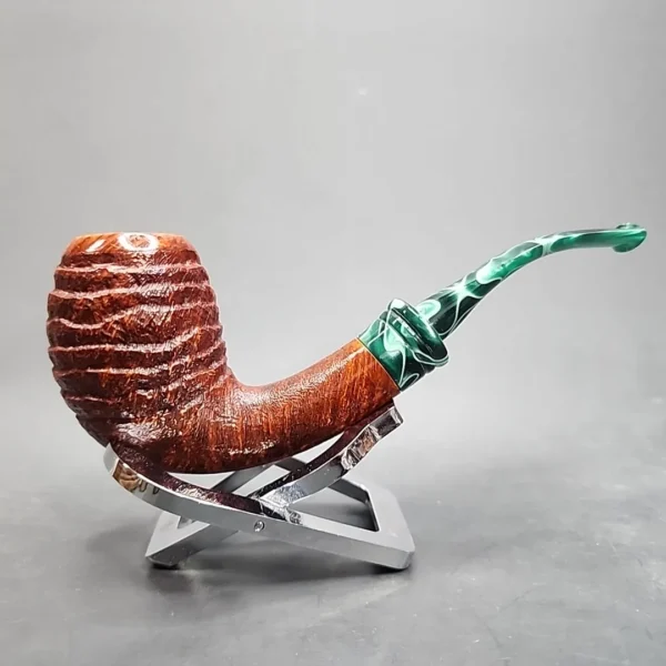 PapaBearPipes Rusticated Bent Egg Handmade Briar Pipe, New [SOLD OUT] - Image 3
