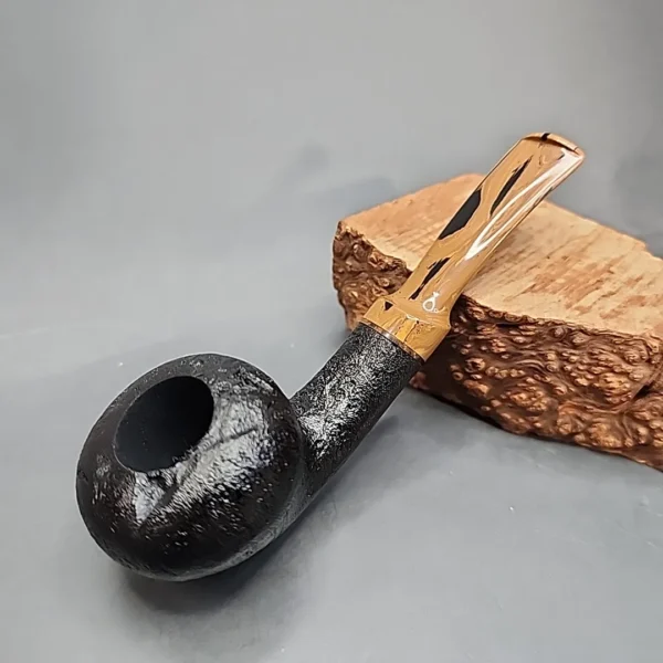 Sean Reum Pipes, Black Sandblasted Acorn Briar Pipe, New - Image 3