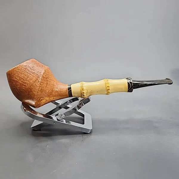PapaBearPipes Sandblasted Devil Anse with Bamboo Handmade Briar Pipe [SOLD OUT] - Image 3