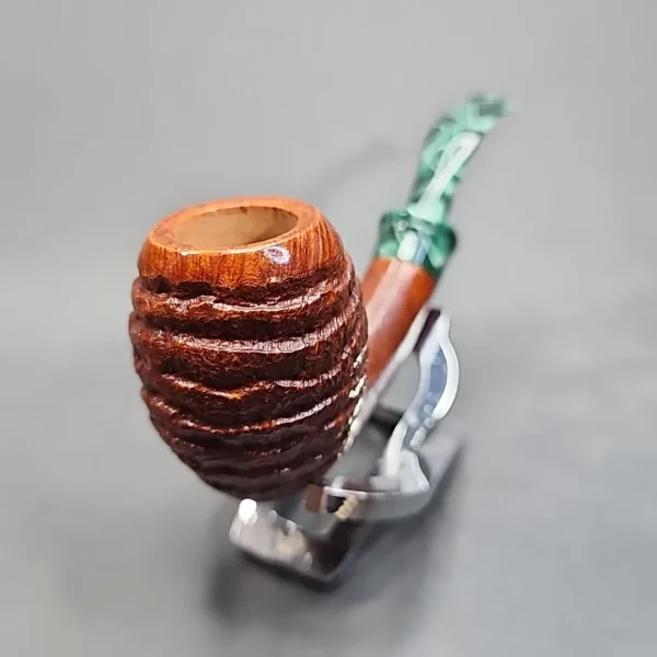 PapaBearPipes Rusticated Bent Egg Handmade Briar Pipe, New [SOLD OUT] - Image 4