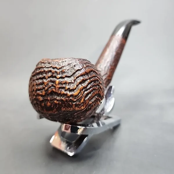 Age Bogelund D Sandblasted Bent Apple Estate Briar Pipe, Danish Estates (9mm) - Image 4