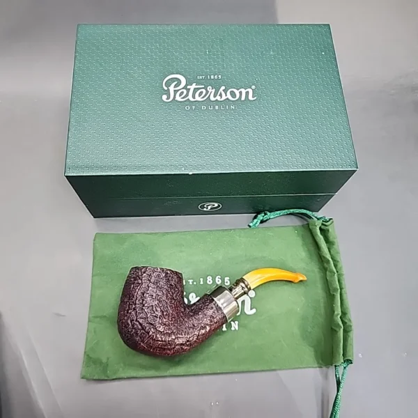 Peterson Amber Spigot XL90 Sandblasted Bent Apple Estate Briar Pipe [SOLD OUT] - Image 4