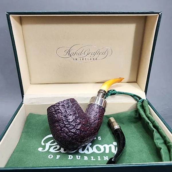 Peterson Amber Spigot XL90 Sandblasted Bent Apple Estate Briar Pipe [SOLD OUT] - Image 5