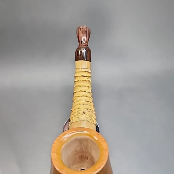 PapaBearPipes Smooth Bent Brandy, Bamboo Shank Artisan Briar Pipe [SOLD OUT] - Image 6