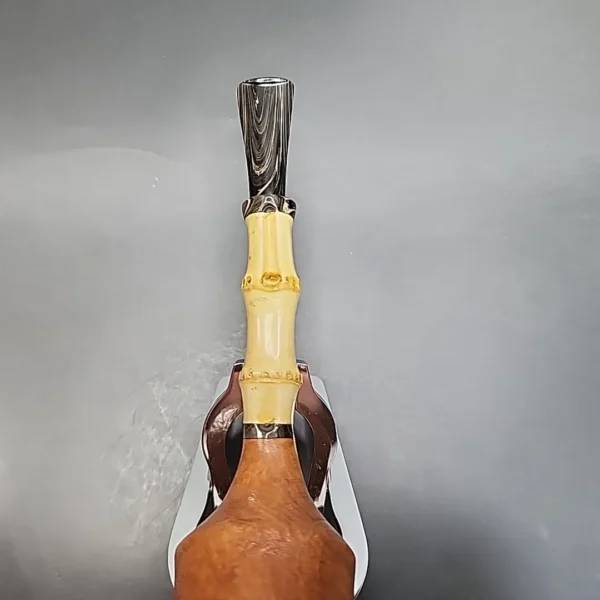 PapaBearPipes Sandblasted Devil Anse with Bamboo Handmade Briar Pipe [SOLD OUT] - Image 6