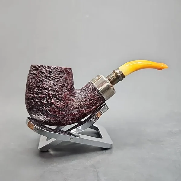 Peterson Amber Spigot XL90 Sandblasted Bent Apple Estate Briar Pipe [SOLD OUT] - Image 6