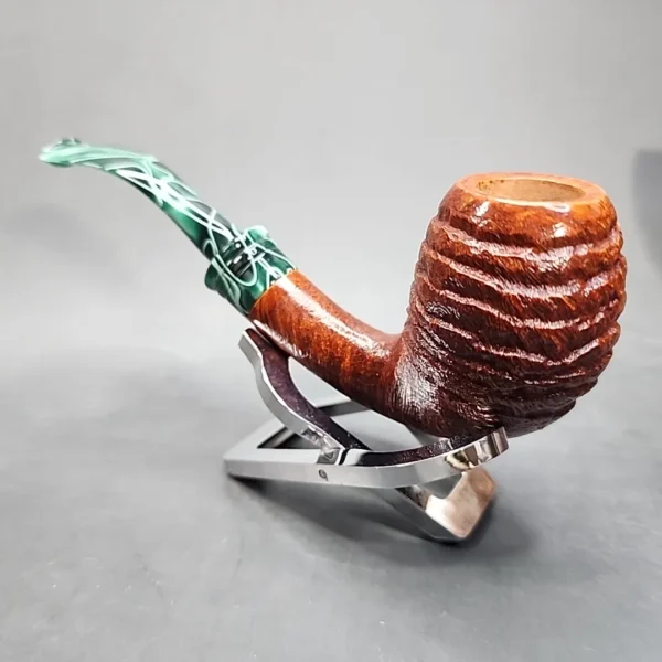 PapaBearPipes Rusticated Bent Egg Handmade Briar Pipe, New [SOLD OUT] - Image 7