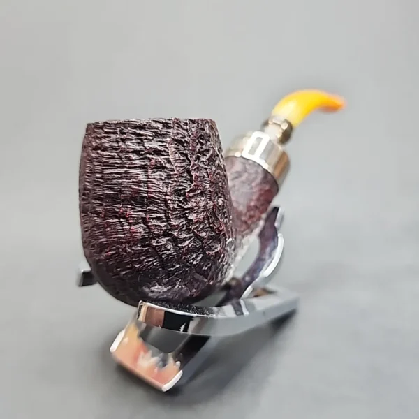 Peterson Amber Spigot XL90 Sandblasted Bent Apple Estate Briar Pipe [SOLD OUT] - Image 7