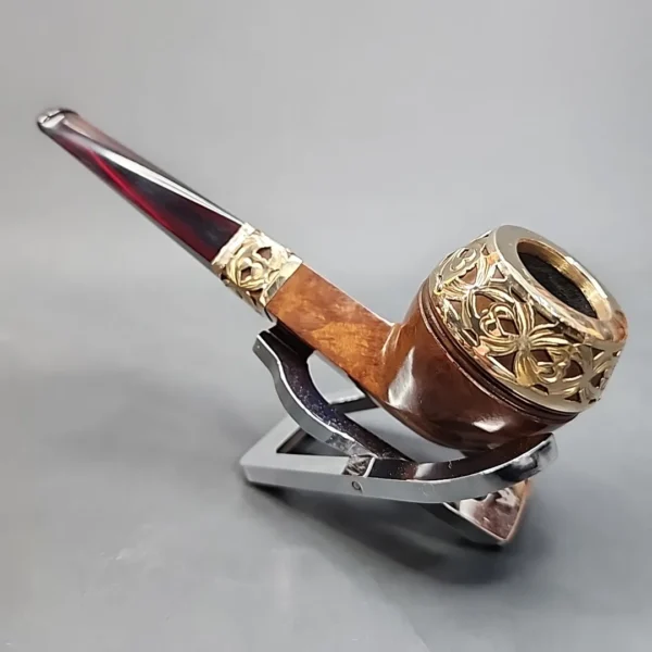 WDC Real Amber, Gold Mounted Bulldog Estate Briar Pipe [SOLD OUT] - Image 8