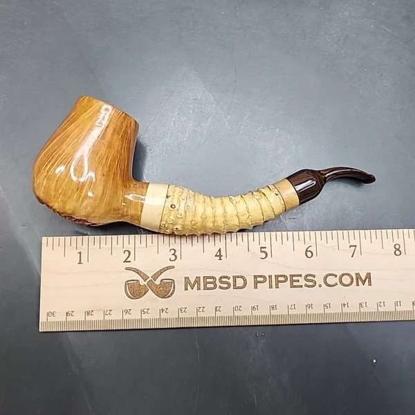 PapaBearPipes Smooth Bent Brandy, Bamboo Shank Artisan Briar Pipe [SOLD OUT] - Image 10