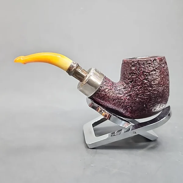 Peterson Amber Spigot XL90 Sandblasted Bent Apple Estate Briar Pipe [SOLD OUT] - Image 11