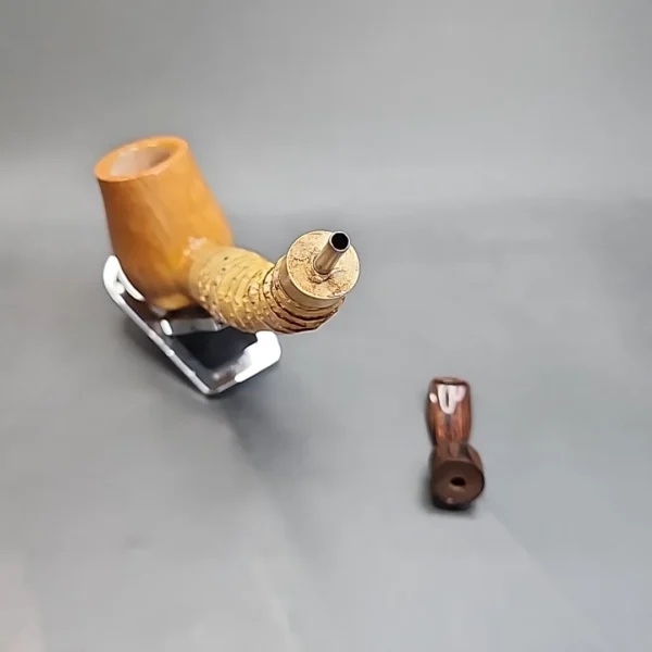 PapaBearPipes Smooth Bent Brandy, Bamboo Shank Artisan Briar Pipe [SOLD OUT] - Image 12