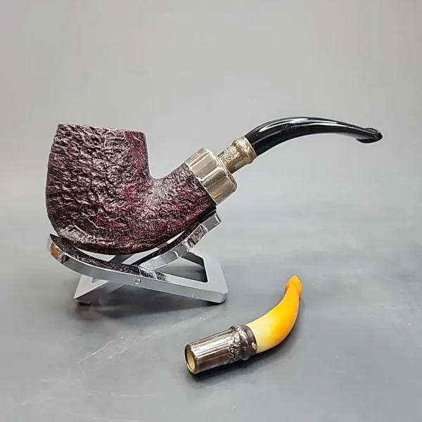 Peterson Amber Spigot XL90 Sandblasted Bent Apple Estate Briar Pipe [SOLD OUT] - Image 12