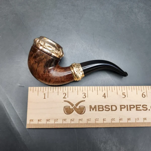 Antique French Made, Gold Mounted Bent Rhodesian Estate Briar Pipe - Image 11