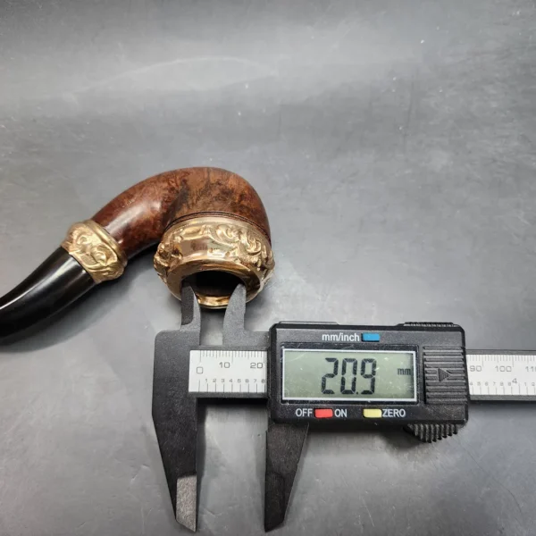 Antique French Made, Gold Mounted Bent Rhodesian Estate Briar Pipe - Image 12