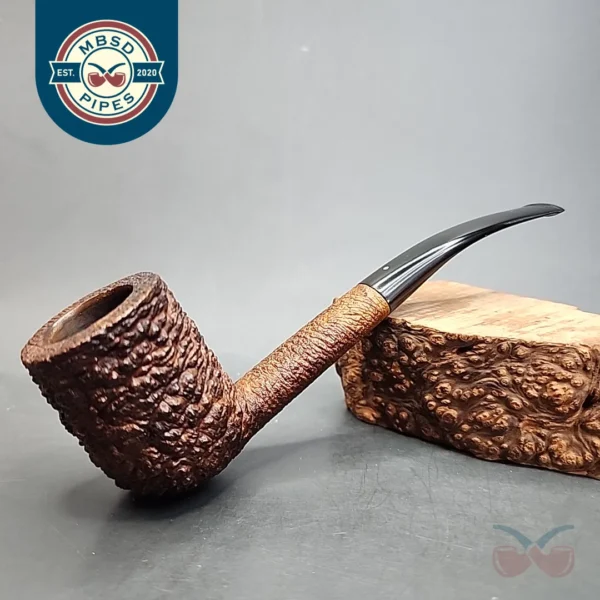 Savinelli Punto Oro Corallo 8010 KS, Rusticated Bent Billiard Estate Briar Pipe [SOLD OUT]