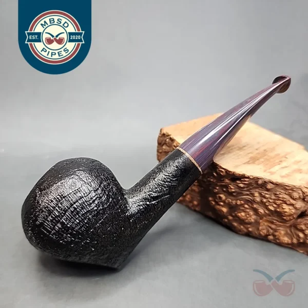 Sean Reum Black Sandblasted Acorn Handmade Briar Pipe, New