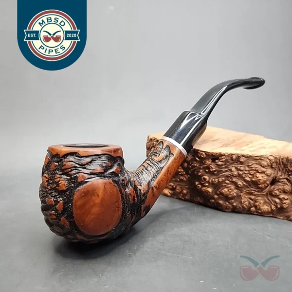 Baraccini Rusticated Bent Apple Estate Briar Pipe, Unsmoked [SOLD OUT]