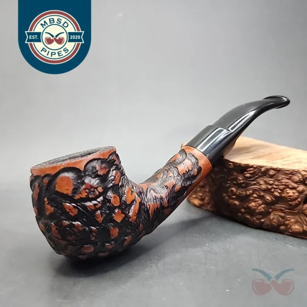 Baraccini Rusticated Bent Estate Briar Pipe, Unsmoked [SOLD OUT]