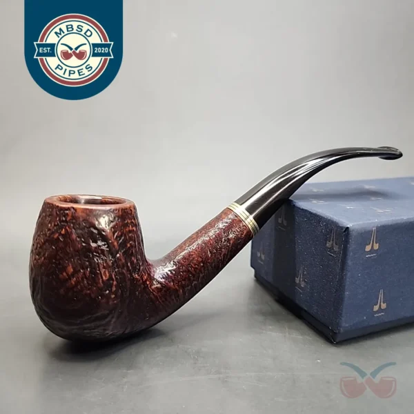 Savinelli Luxor 602 Sandblasted Bent Billiard Estate Briar Pipe, 6mm [SOLD OUT]